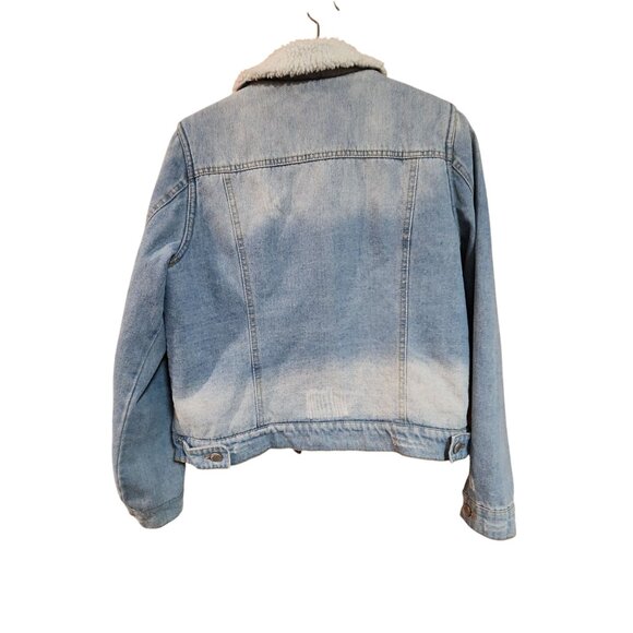 1 Sunset Lane Large Sherpa-Lined Denim Jacket Blue - Picture 2 of 3